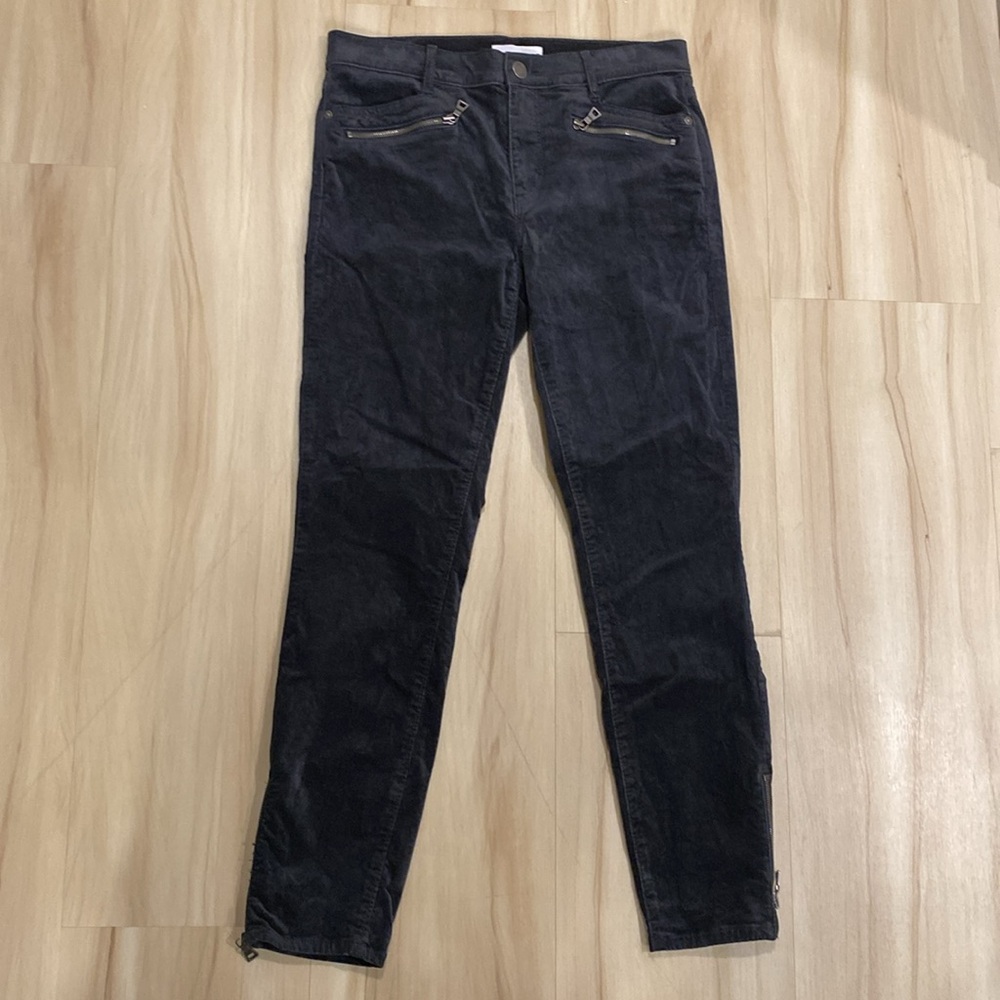 Loft Black Velvet Skinny Pants Size 28/6 Goth Dark Academia Punk Biker Moto Work - Picture 3 of 16